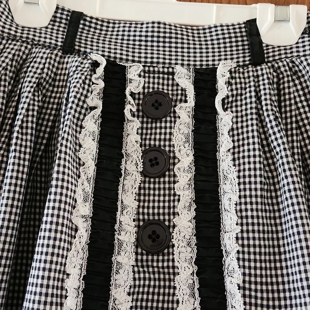 Vintage Handmade Mid 1900's Crinoline lined gingham skirt Jr 23 in waist - XS - Picture 2 of 7